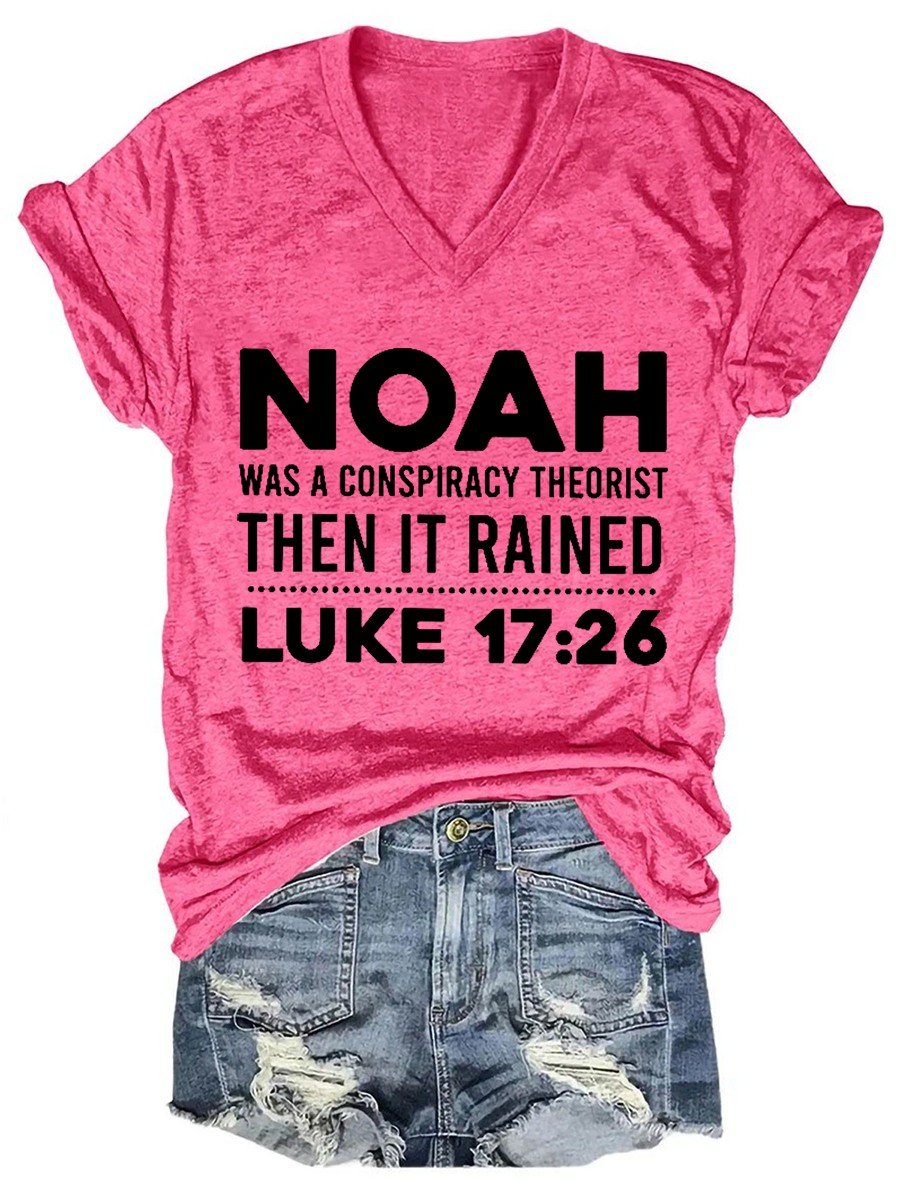Women's Noah Was A Conspiracy Theorist V-neck T-shirt - Outlets Forever