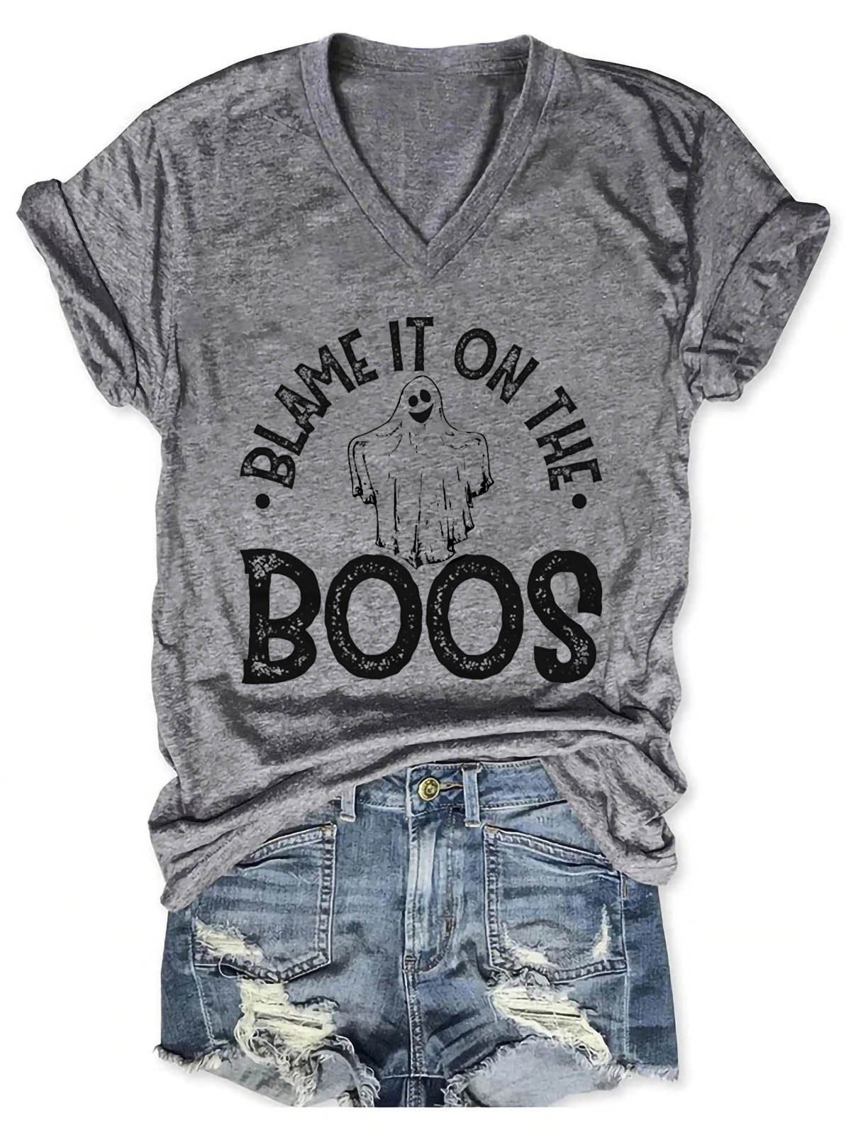 Women's Blame It On The Boos V-Neck T-Shirt - Outlets Forever