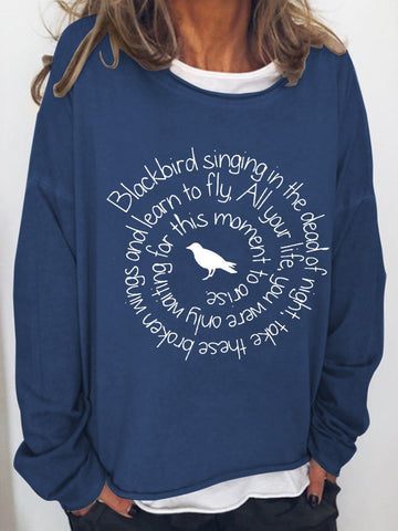 Women's Hippie Blackbird Singing In The Dead Of Night Long Sleeve Top