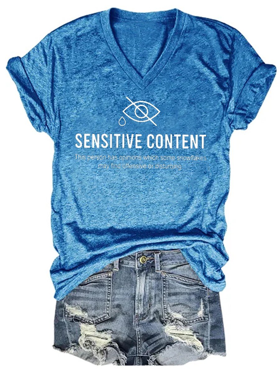 Women's Sensitive Content V-neck T-shirt - Outlets Forever