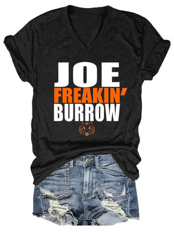 Women's Joe Freaking Burrow V-neck T-shirt - Outlets Forever