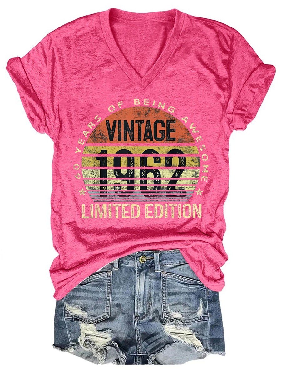 Women's 60 Year Old Gifts Vintage 1962 Limited Edition 60th Birthday T-shirt - Outlets Forever